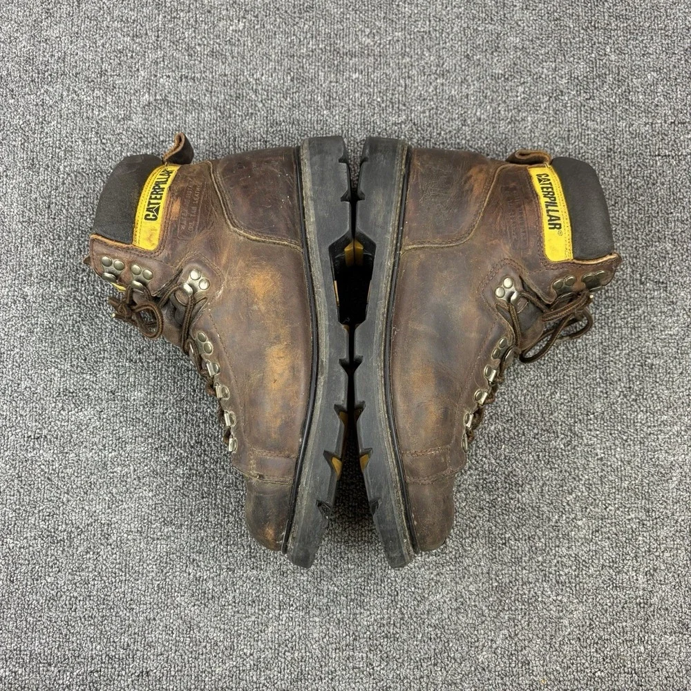 CATERPILLAR Work Boots Men's Sz US 13 M Safety Oil Water Resistant Brown Leather